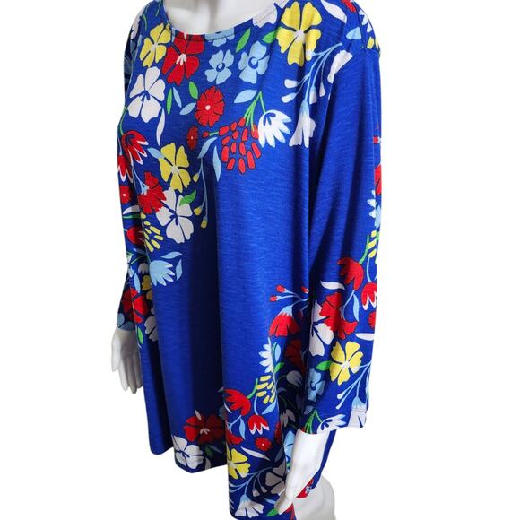 MULTIPLES Plus Size 2X Shirt Three Quarters Sleeve Bateau Neck Side Button Tunic - Picture 5 of 8